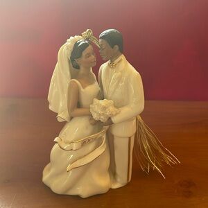 Lenox 2004 African American Bride and Groom Ornament-Ivory/Gold-Handcrafted